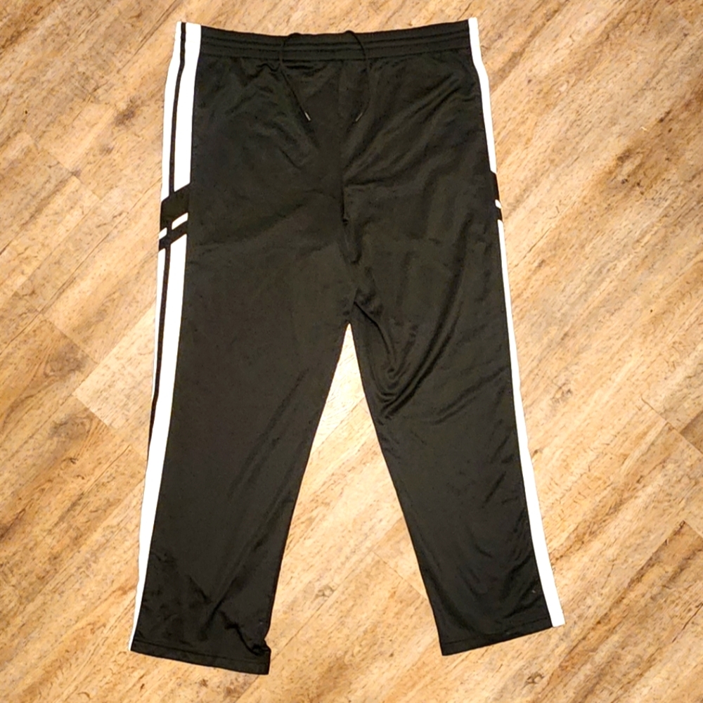 Black Track Pants with White Stripes